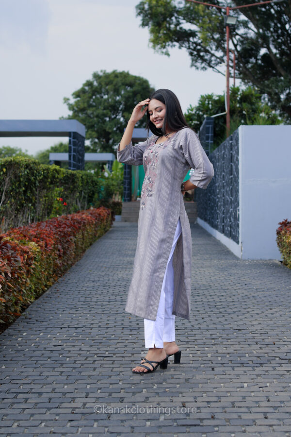 Grey Rayon Kurti - Regular Fit for Everyday Comfort - Image 5