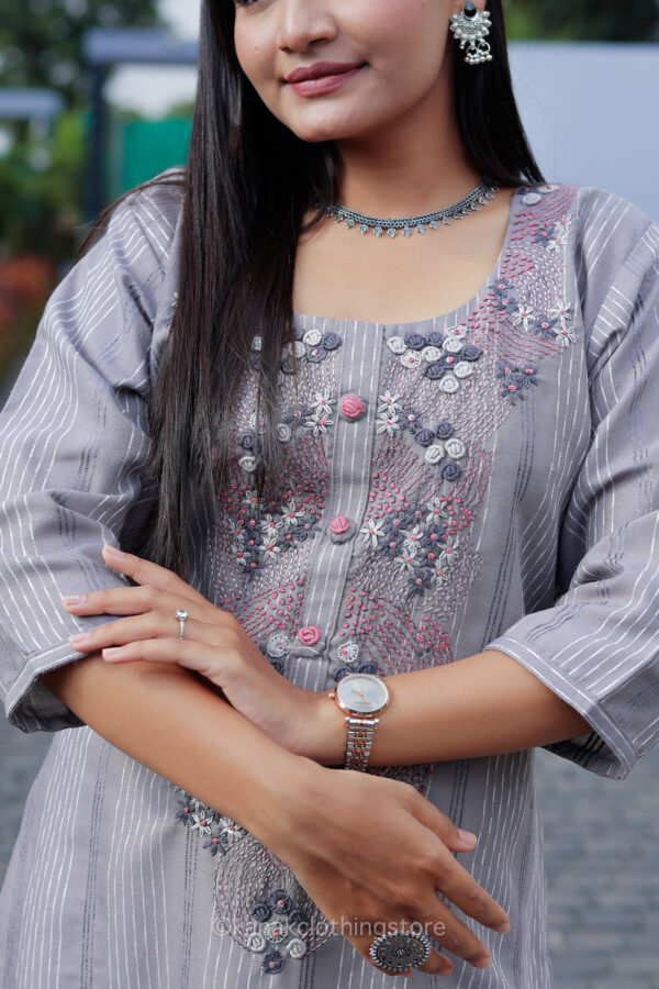 Grey Rayon Kurti - Regular Fit for Everyday Comfort - Image 2