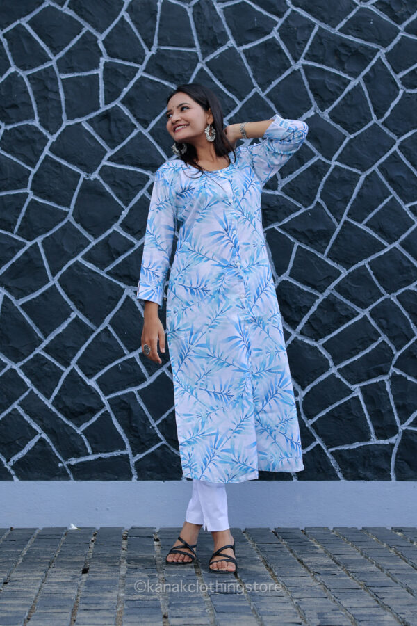 Blue Rayon Cotton Kurti – Regular Fit, Casual Wear - Image 3