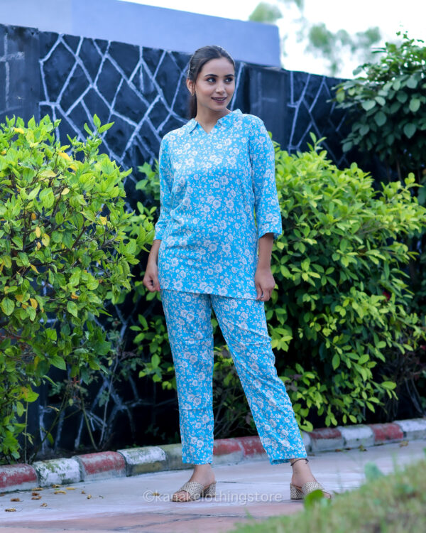 Sky Blue Rayon Coord Set – Comfortable & Stylish Regular Wear