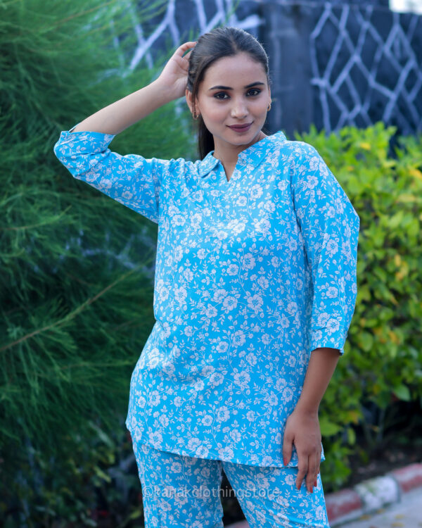 Sky Blue Rayon Coord Set – Comfortable & Stylish Regular Wear - Image 5